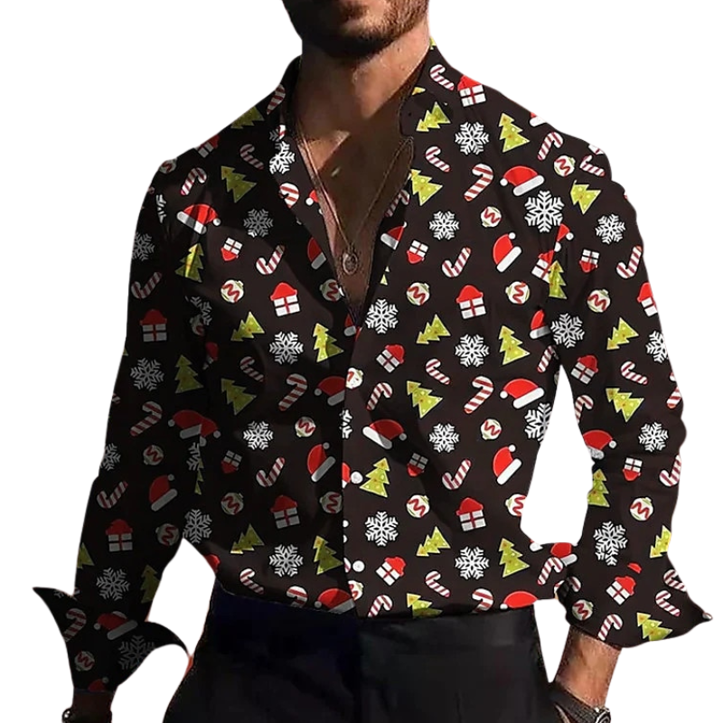 Christmas Icons Printed Casual Shirt