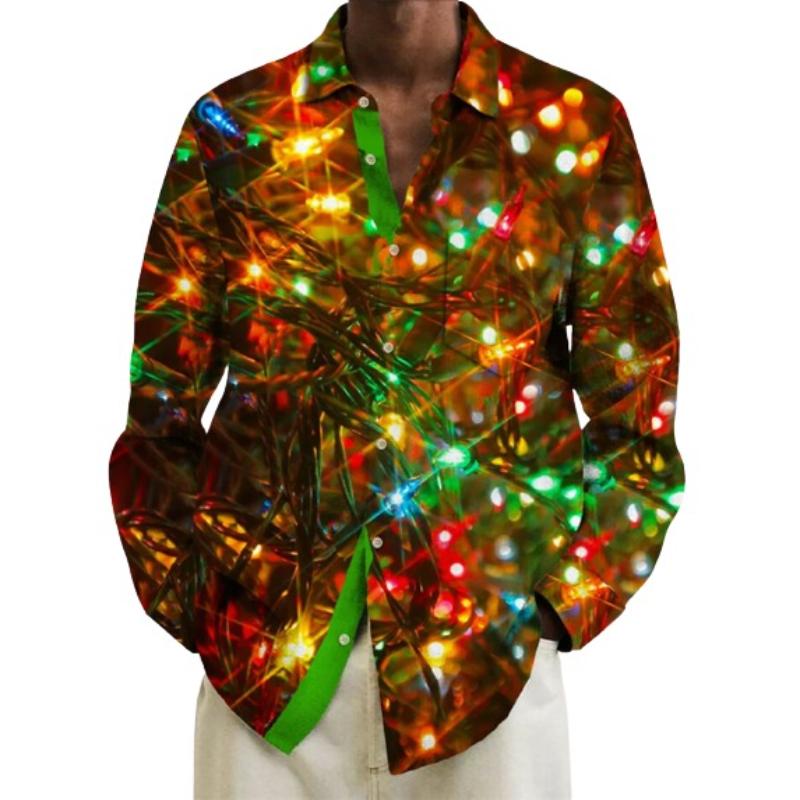 Christmas Lanterns Print Partywear Full Sleeve Shirt