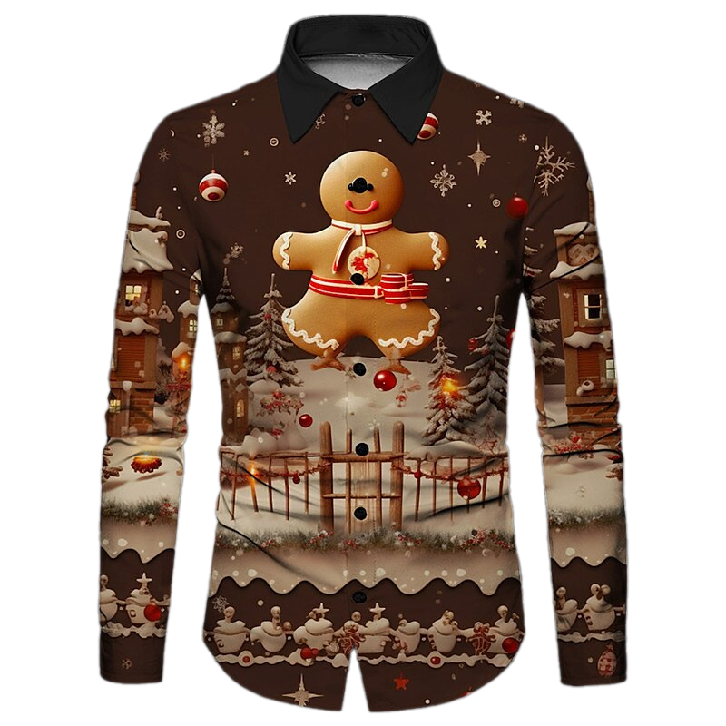 Gingerbread And Snowflake Printed Shirt