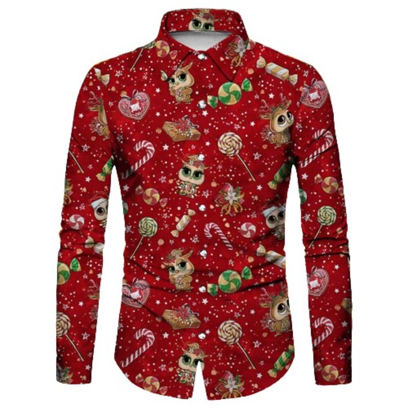 Graphic Print Christmas Festive Casual Shirt