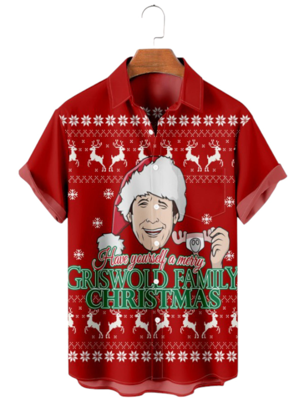 Christmas Print Short Sleeve Shirt