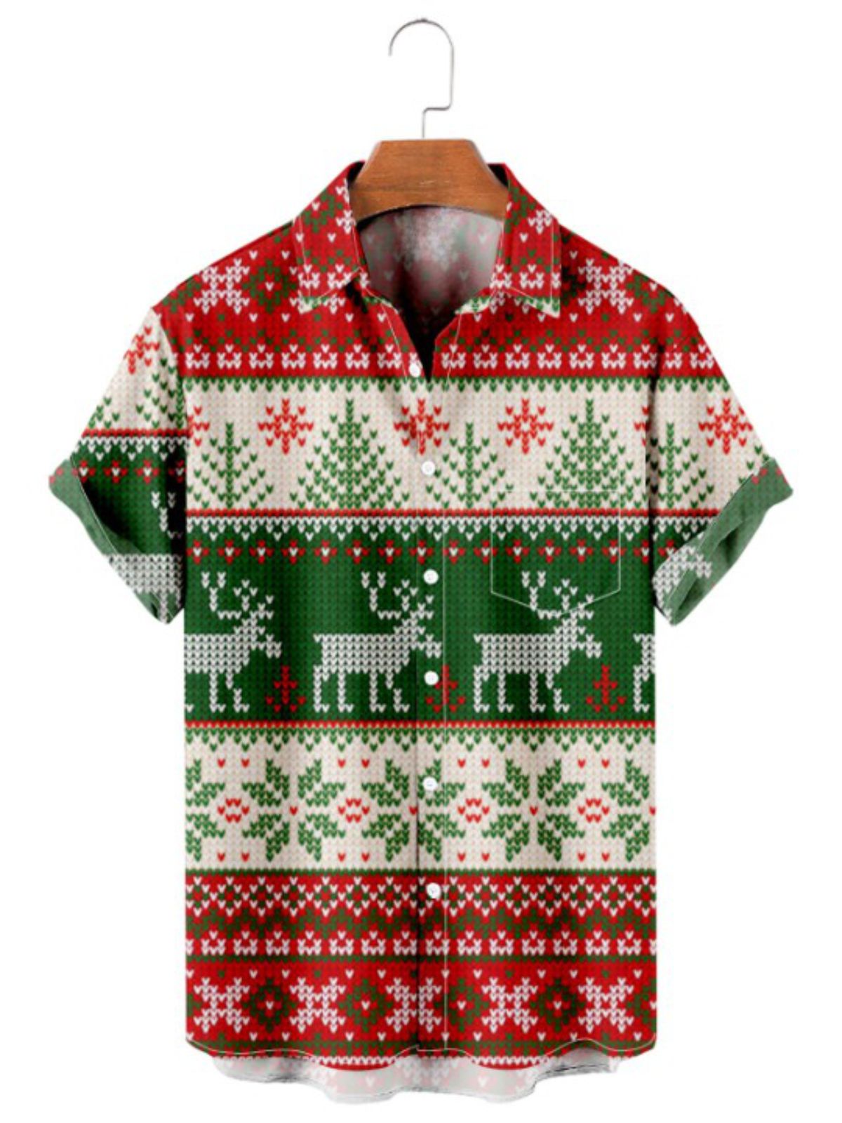 Reindeer Printed Short Sleeve Shirt