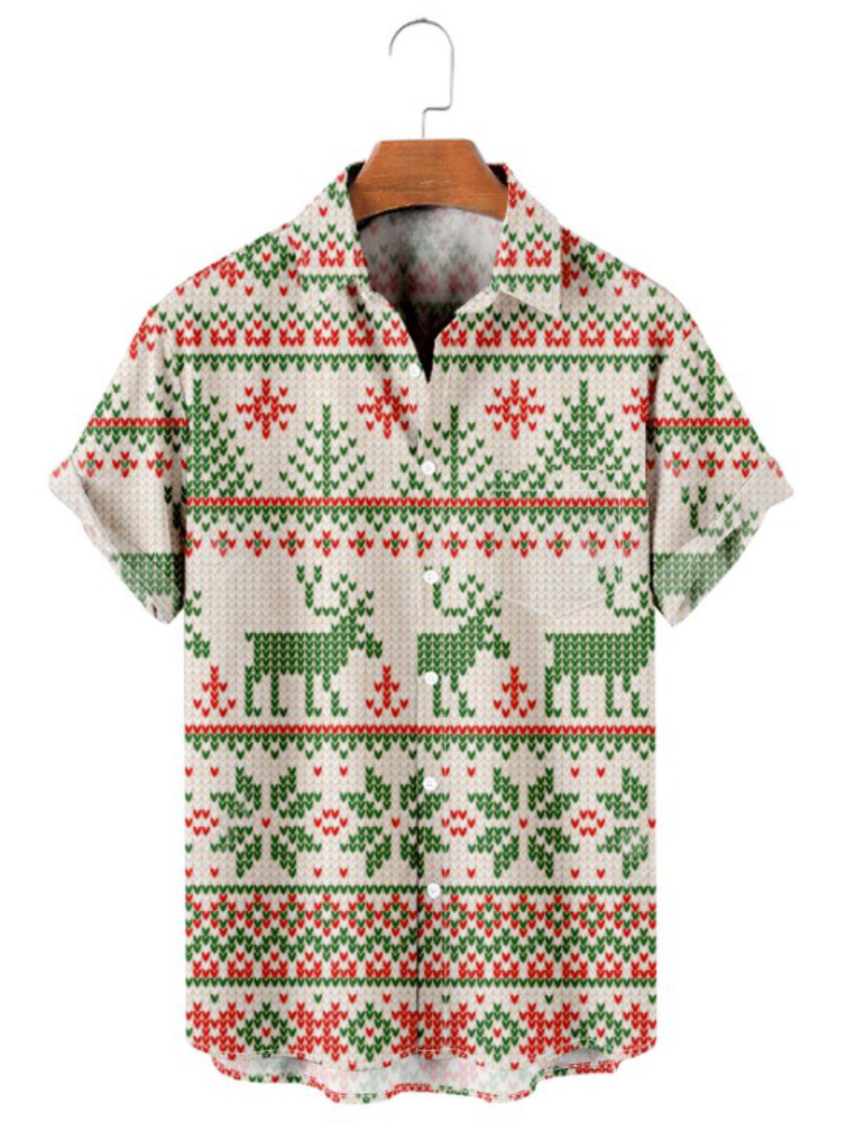 Reindeer Printed Short Sleeve Shirt