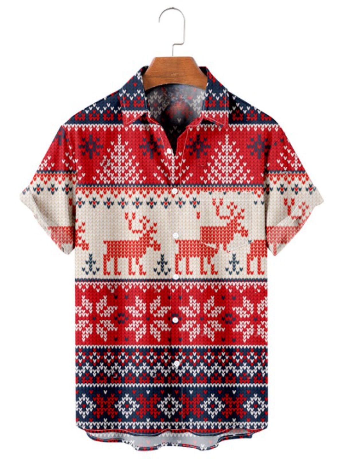 Reindeer Printed Short Sleeve Shirt