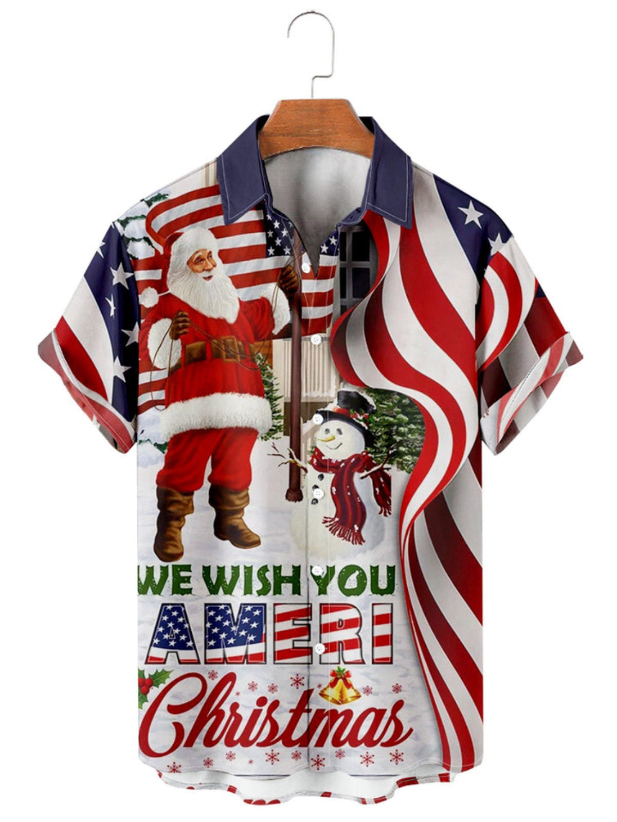 Christmas Printed Short Sleeve Shirt