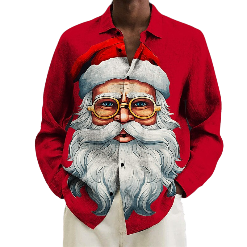 Christmas Santa Print Holiday Shirt