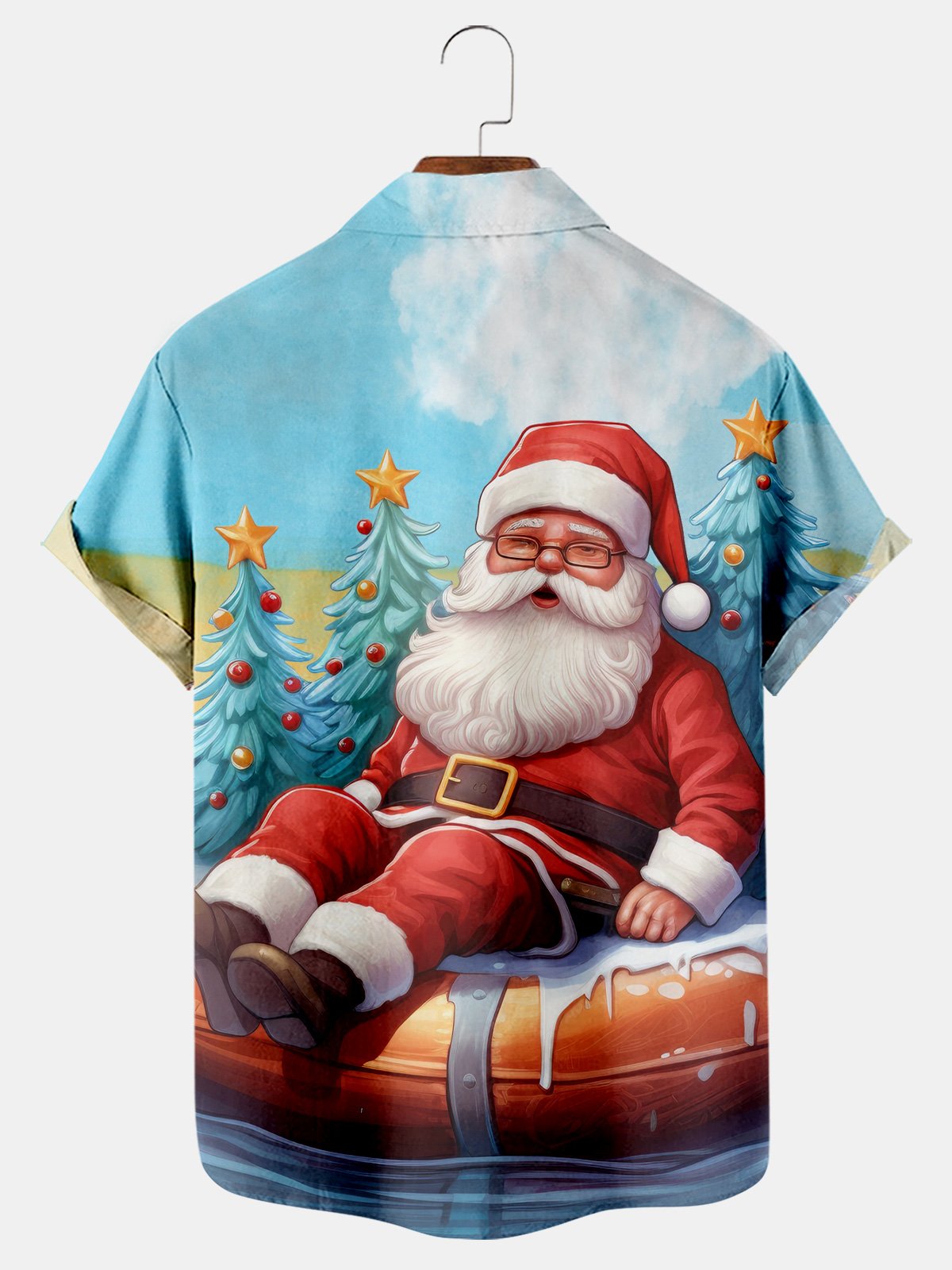 Christmas Santa Print Short Sleeve Shirt