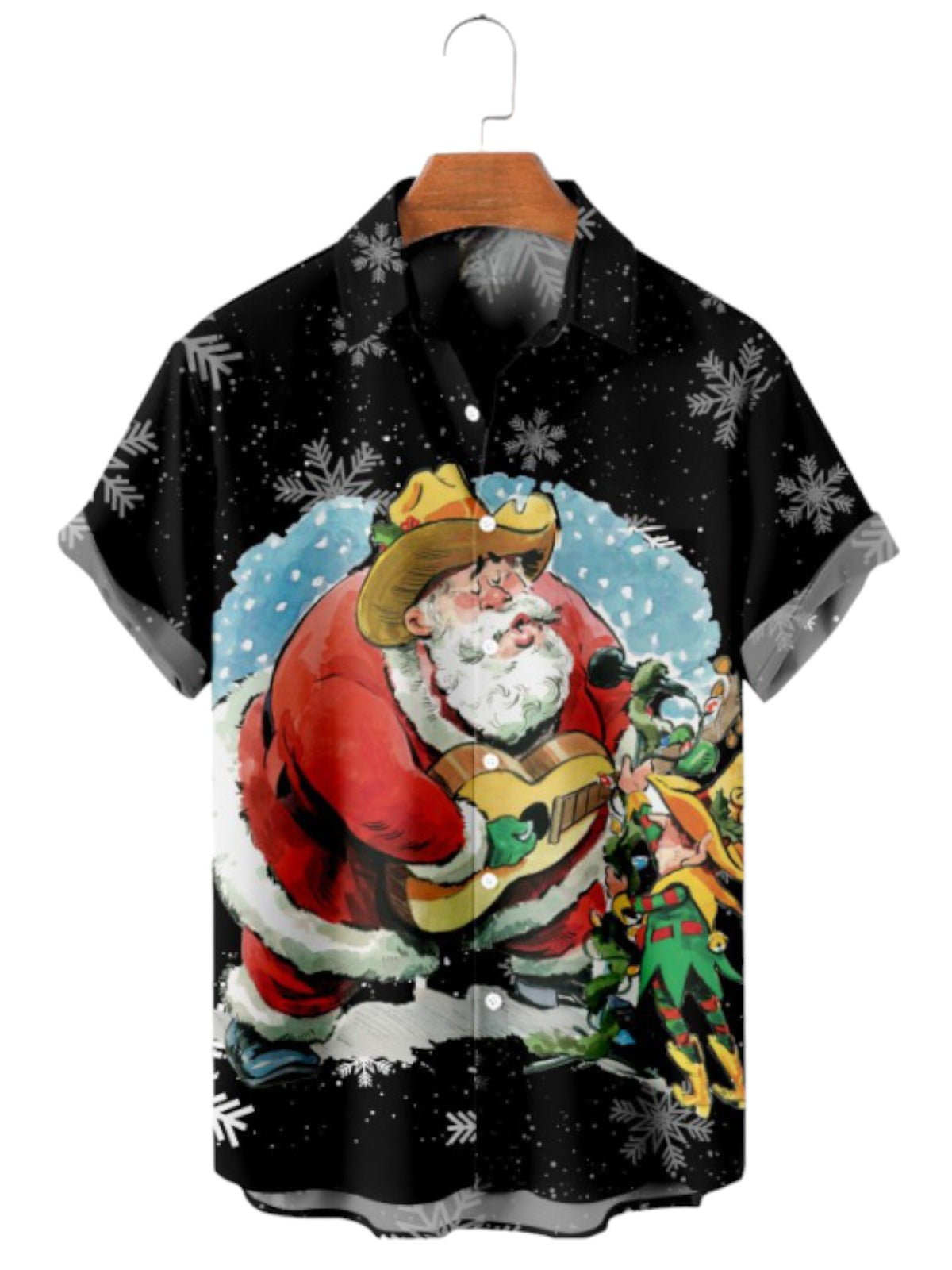 Christmas Snowflake Print Short Sleeve Shirt