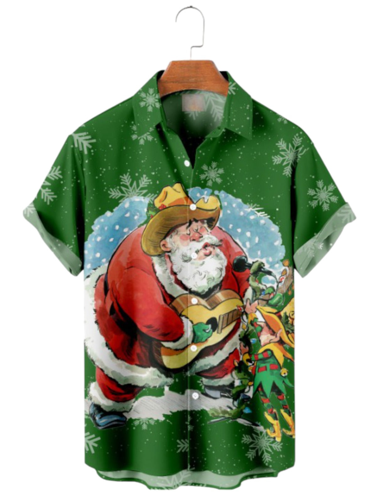 Christmas Snowflake Print Short Sleeve Shirt