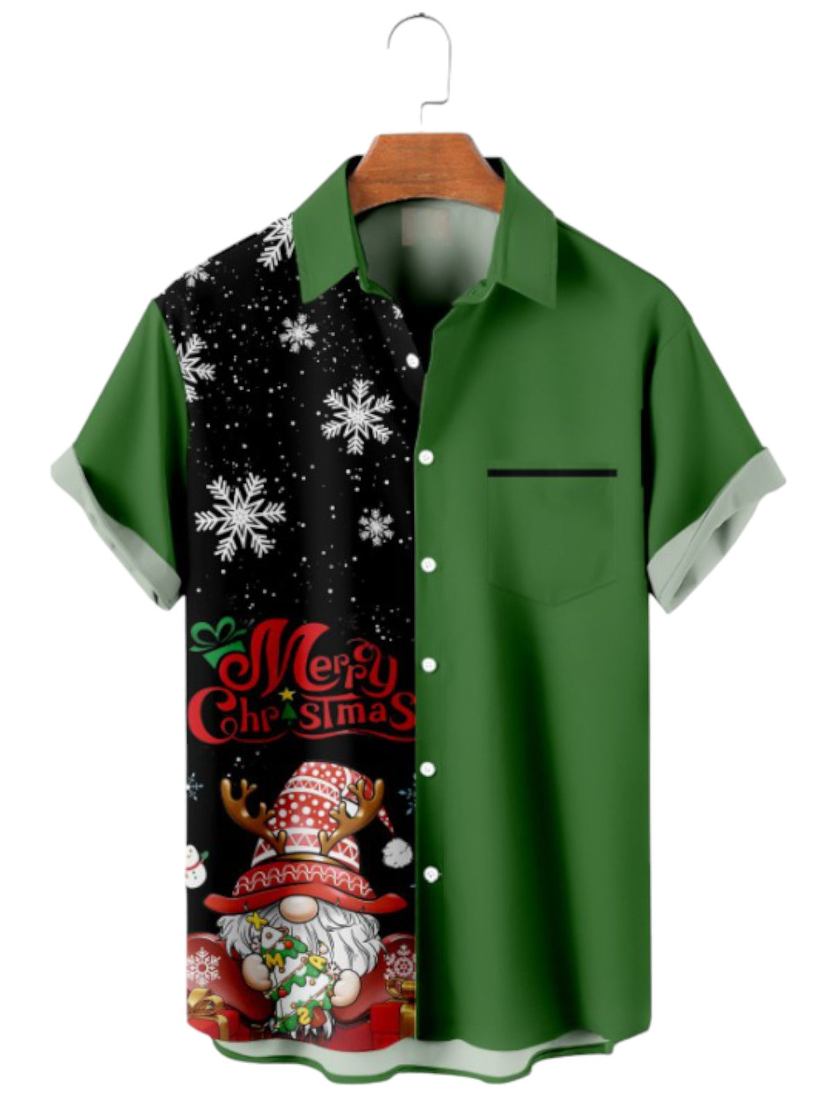 Christmas Snowflake Elf Printed Short Sleeve Shirt