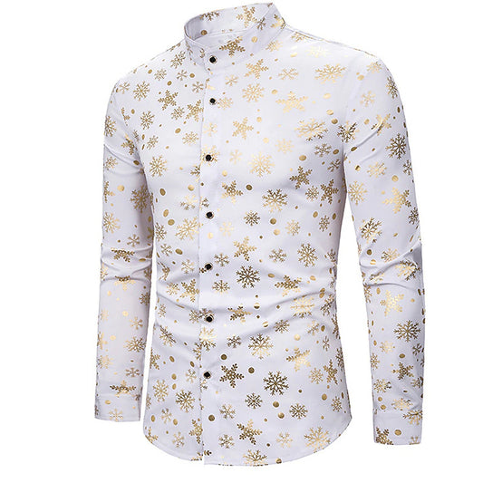 Christmas Snowflakes Print Long Sleeve Shirt