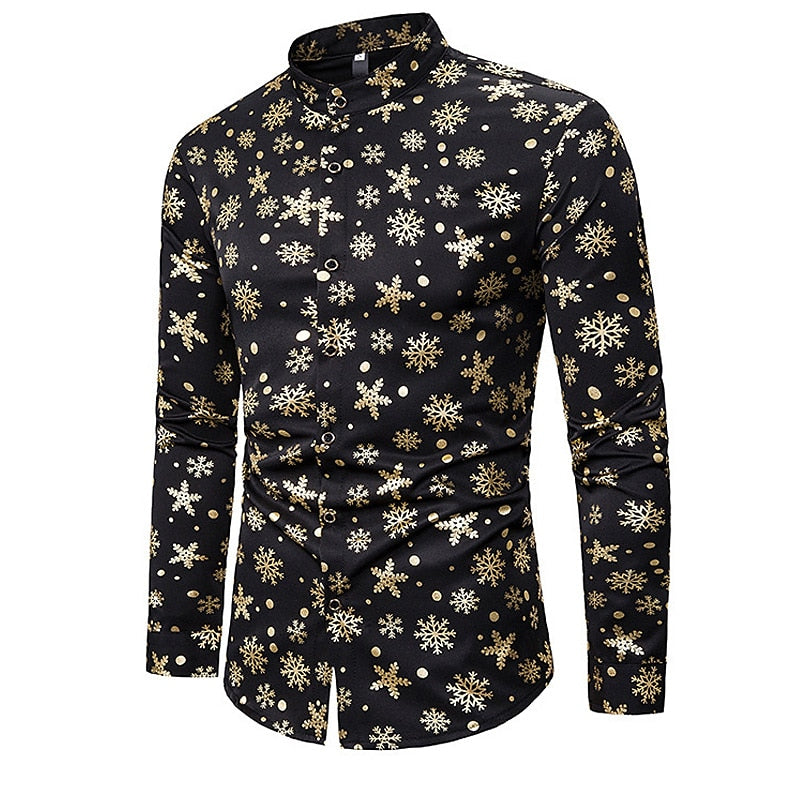 Christmas Snowflakes Print Long Sleeve Shirt