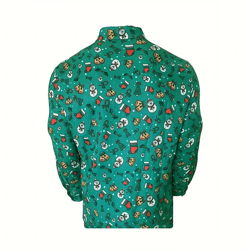 Christmas Snowman And Jingle Bell Print Shirt