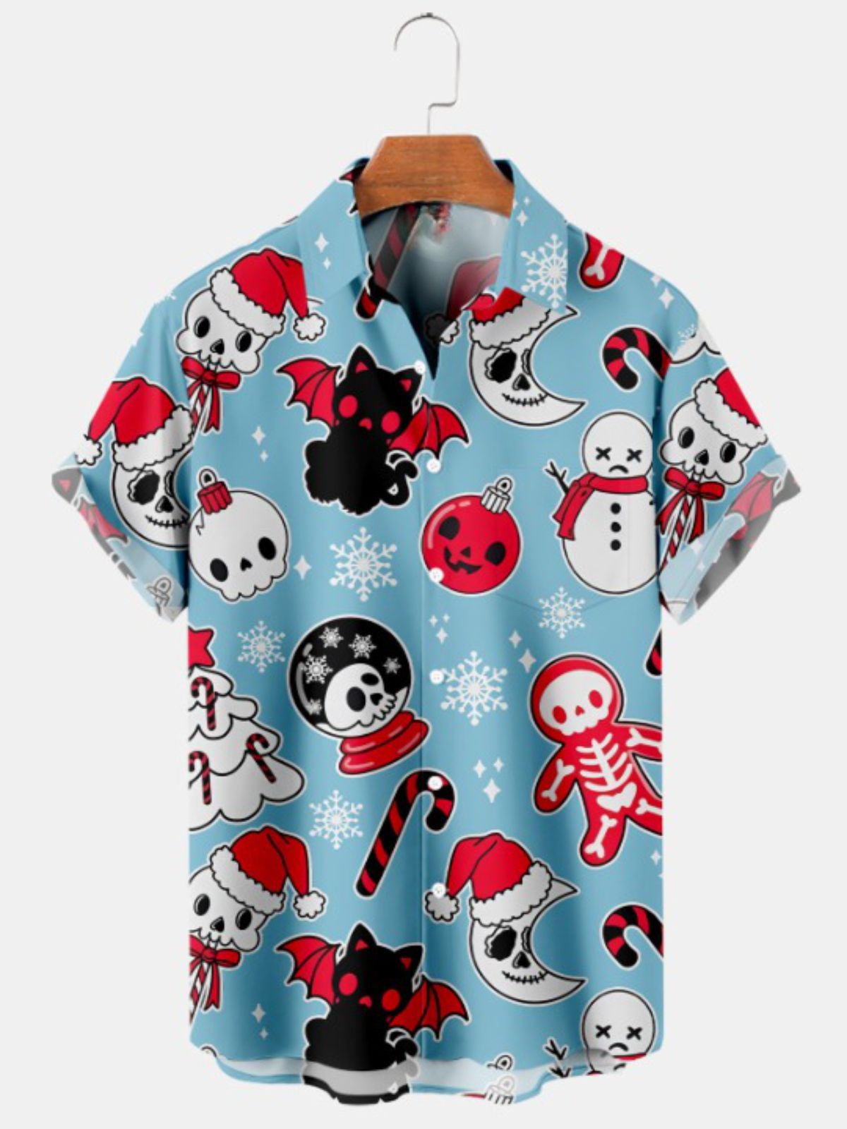 Christmas Snowman Casual Short Sleeve Shirt