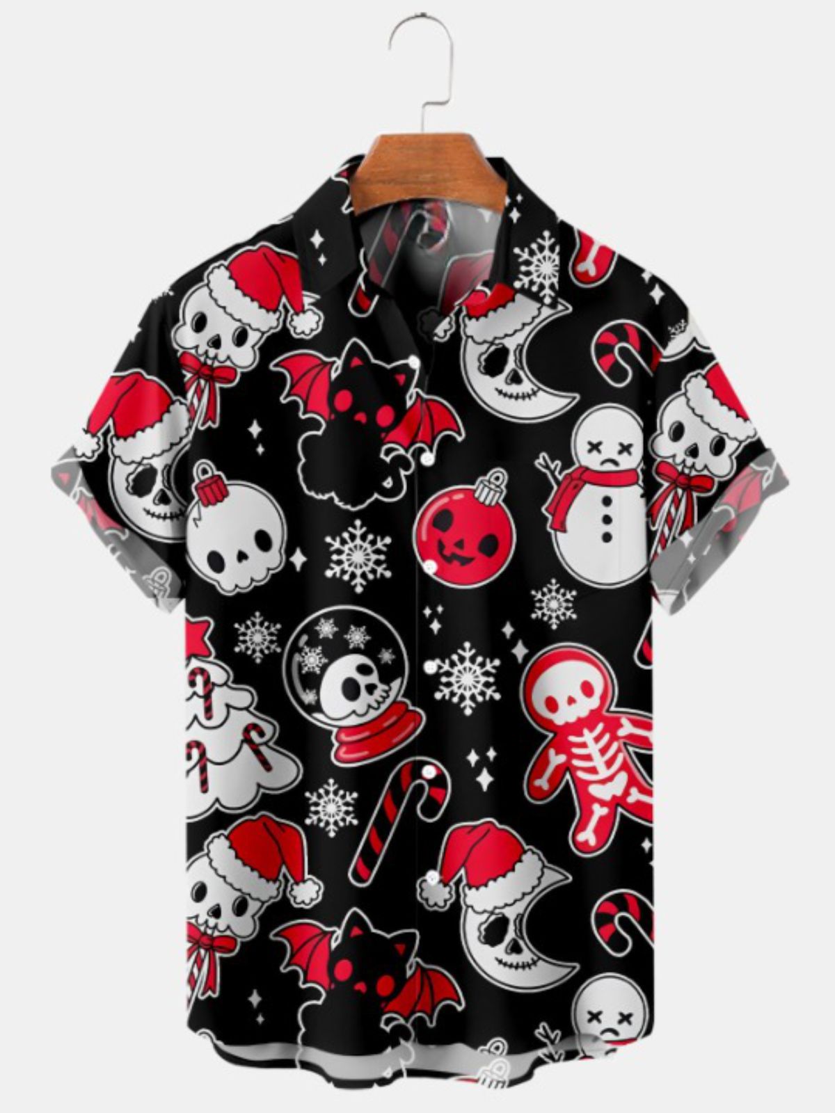 Christmas Snowman Casual Short Sleeve Shirt