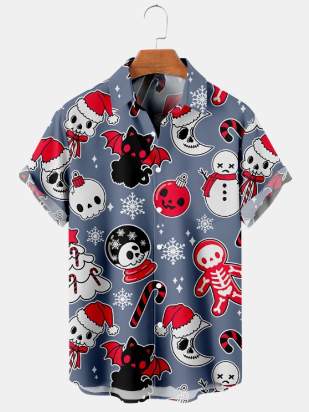 Christmas Snowman Casual Short Sleeve Shirt