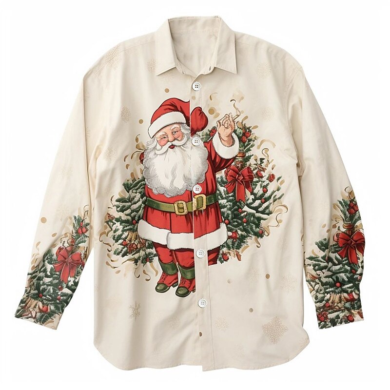 Christmas Theme Santa Print Shirt