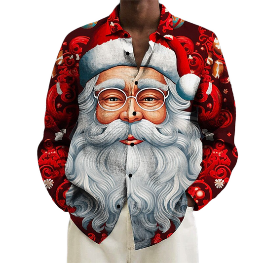 Christmas Theme Smiling Santa Shirt