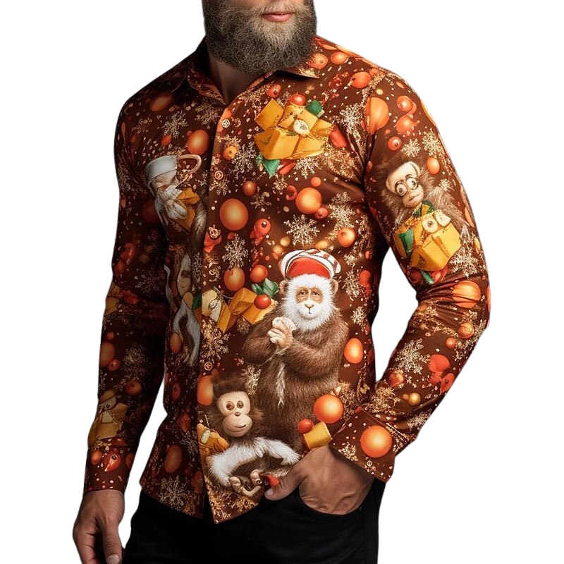 Christmas Themed Animal Print Shirt