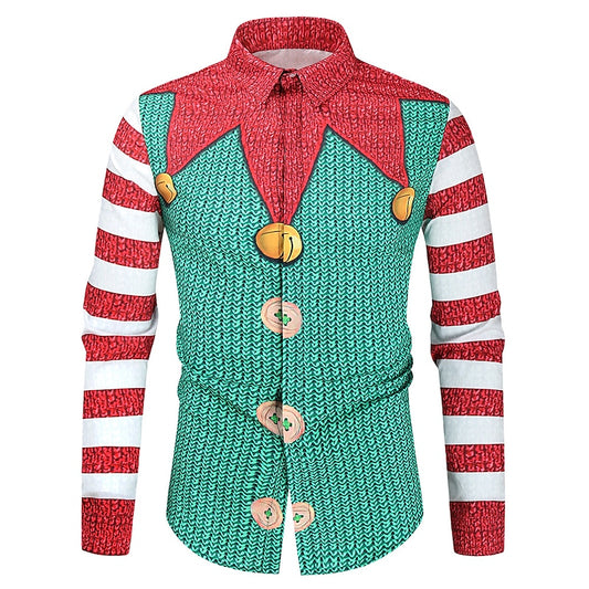 Christmas Themed Down Collar Shirt