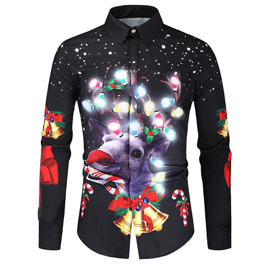 Christmas Themed Long Sleeve Turndown Shirts