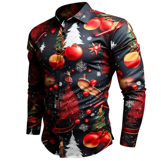 Christmas Tree And Ornament Print Shirt