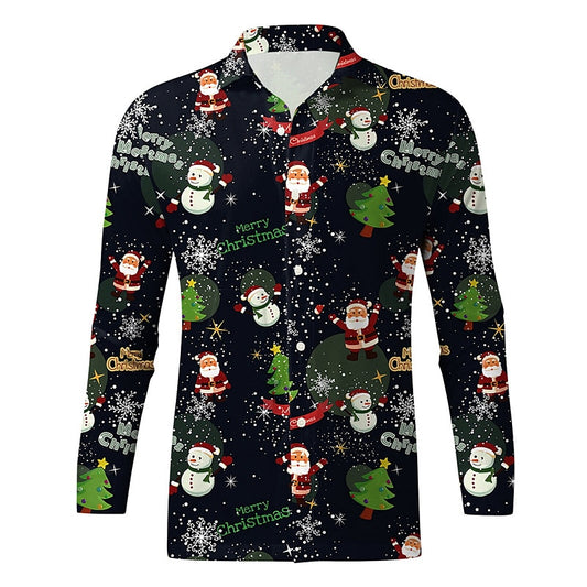 Tree And Snowflake Printed Festive Shirt