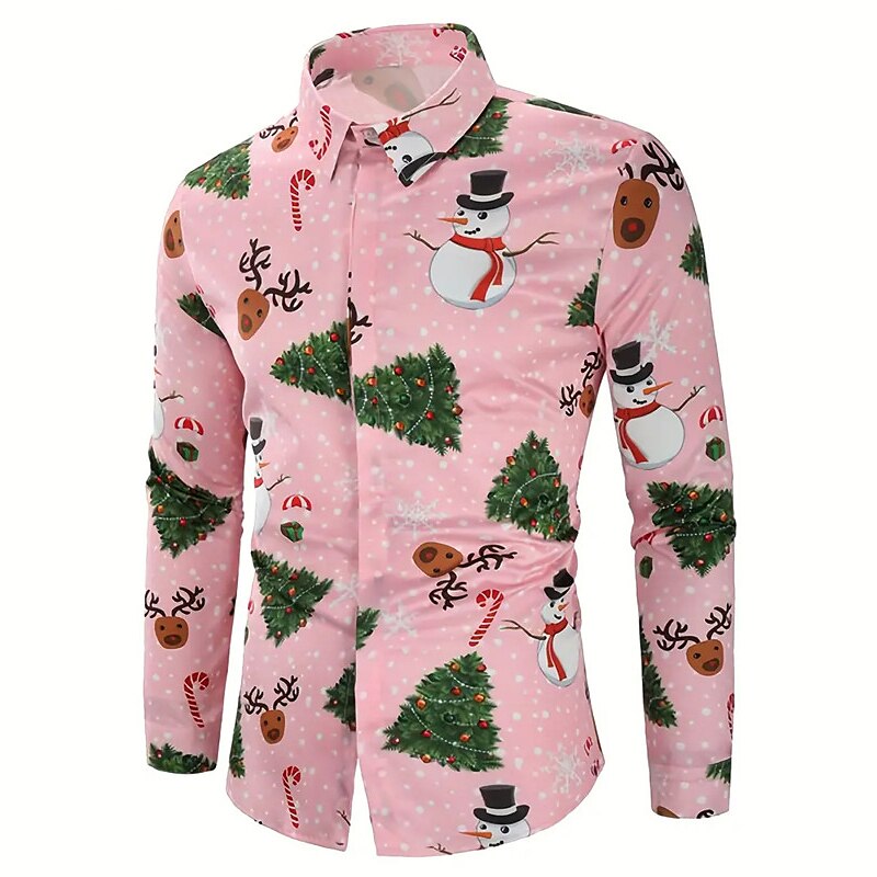 Tree And Snowman Print Shirt