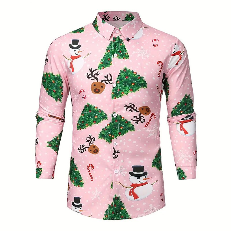 Tree And Snowman Print Shirt