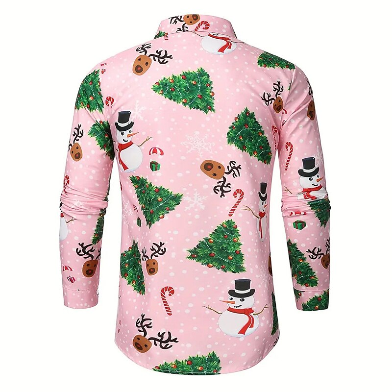 Tree And Snowman Print Shirt