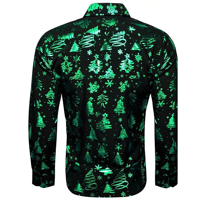 Christmas Tree Print Partywear Full Sleeve Shirt