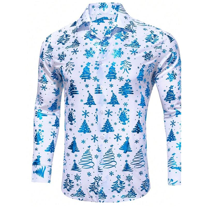 Christmas Tree Print Partywear Full Sleeve Shirt