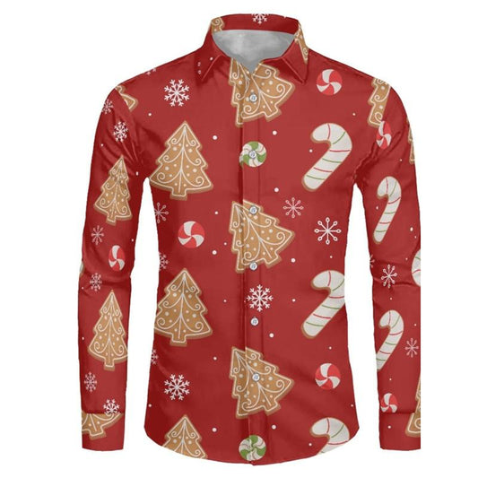 Christmas Tree Print Shirt For Party