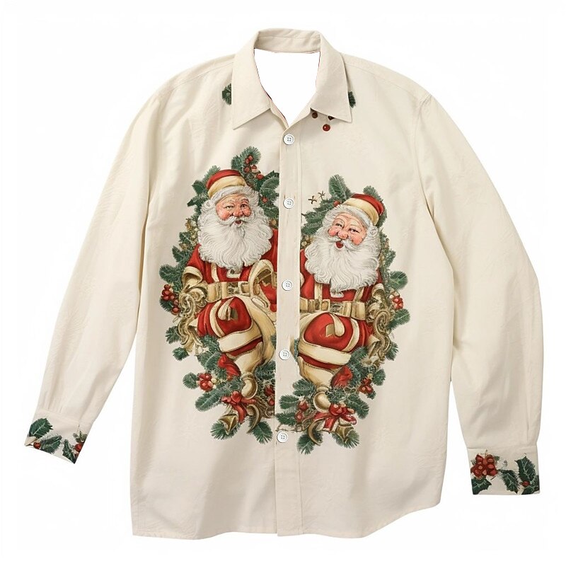 Christmas Tree Santa Print Shirt