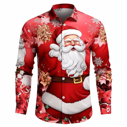 Christmas Vacation Santa Print Casual Shirt