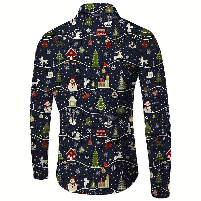 Christmas Winter Night Print Long Sleeve Shirt