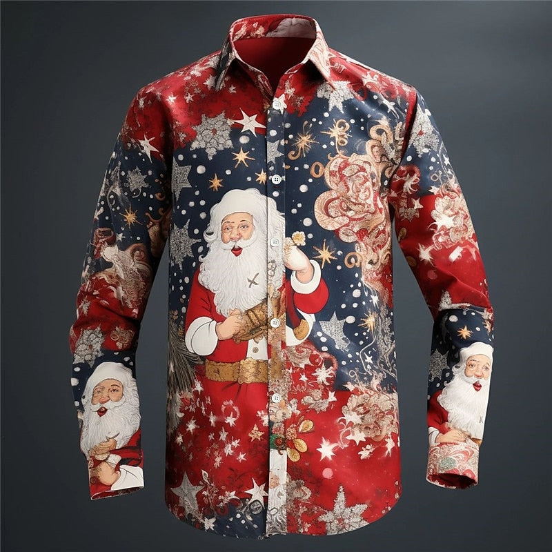 Classic Christmas Santa Claus Print Shirt