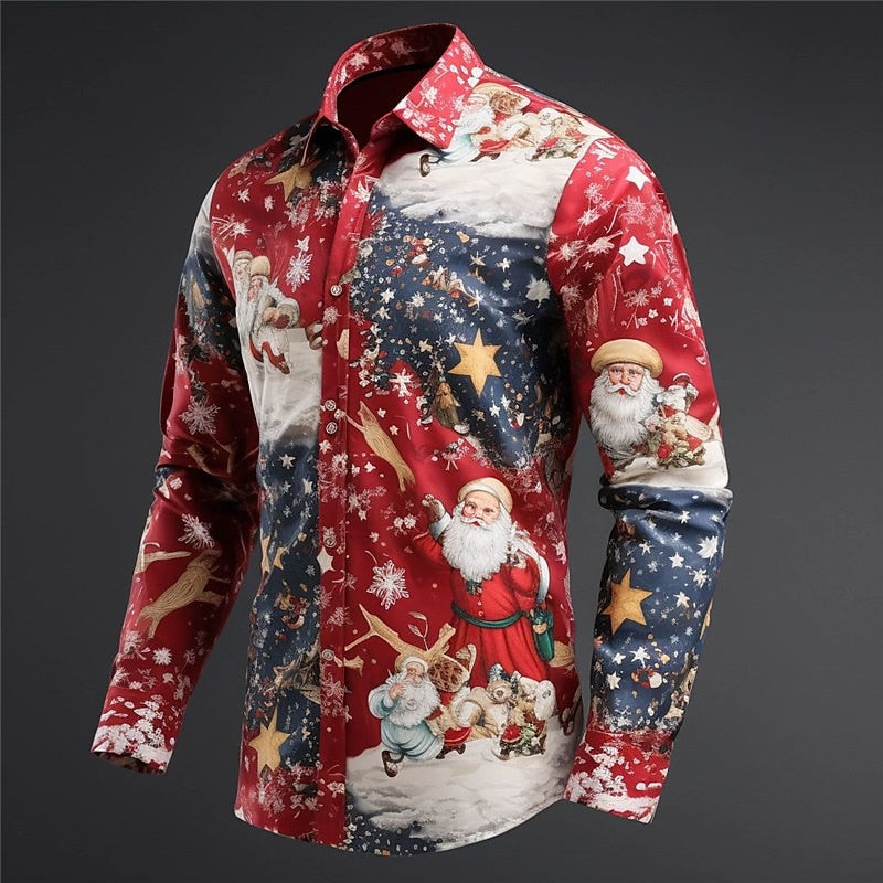 Classic Christmas Santa Claus Print Shirt