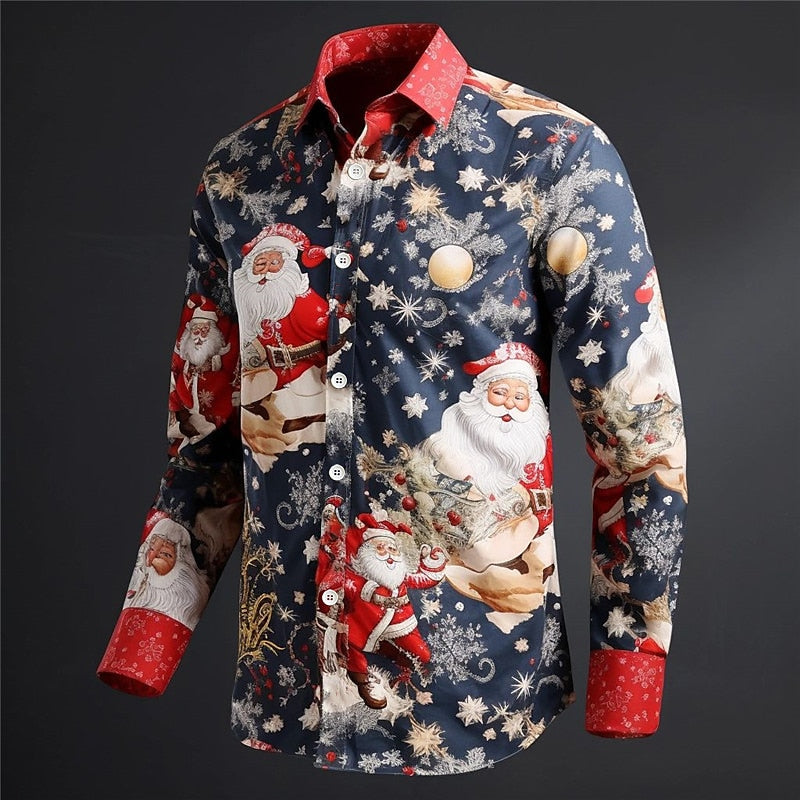 Classic Christmas Santa Claus Print Shirt