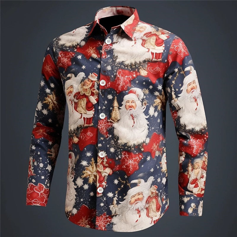 Classic Christmas Santa Claus Print Shirt