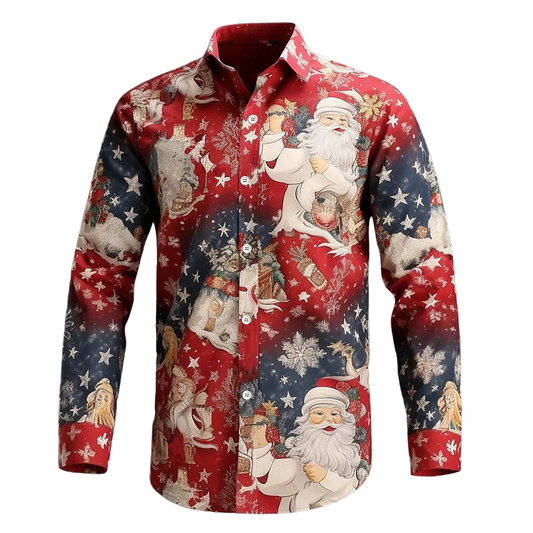 Classic Christmas Santa Claus Print Shirt