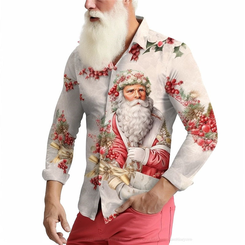 Classic Santa Print Long Sleeve Shirt