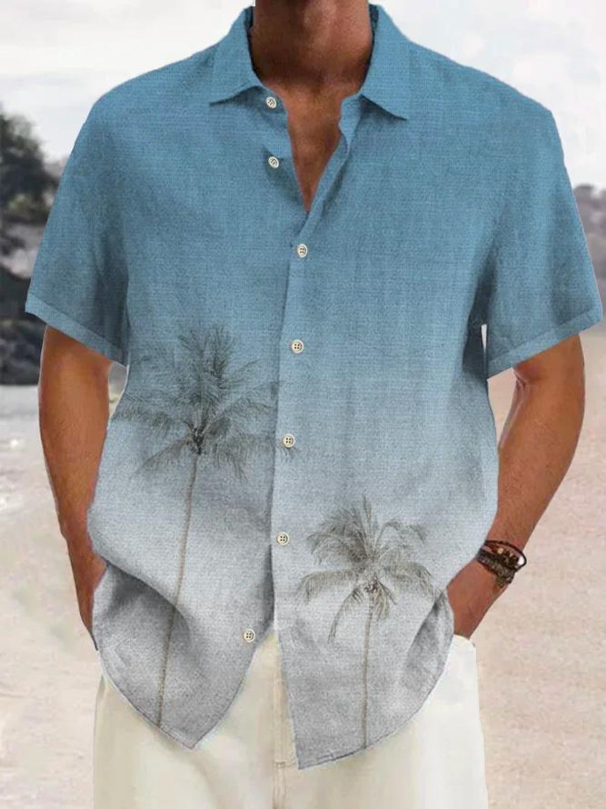 Coconut Tree Print Short Sleeved Shirt