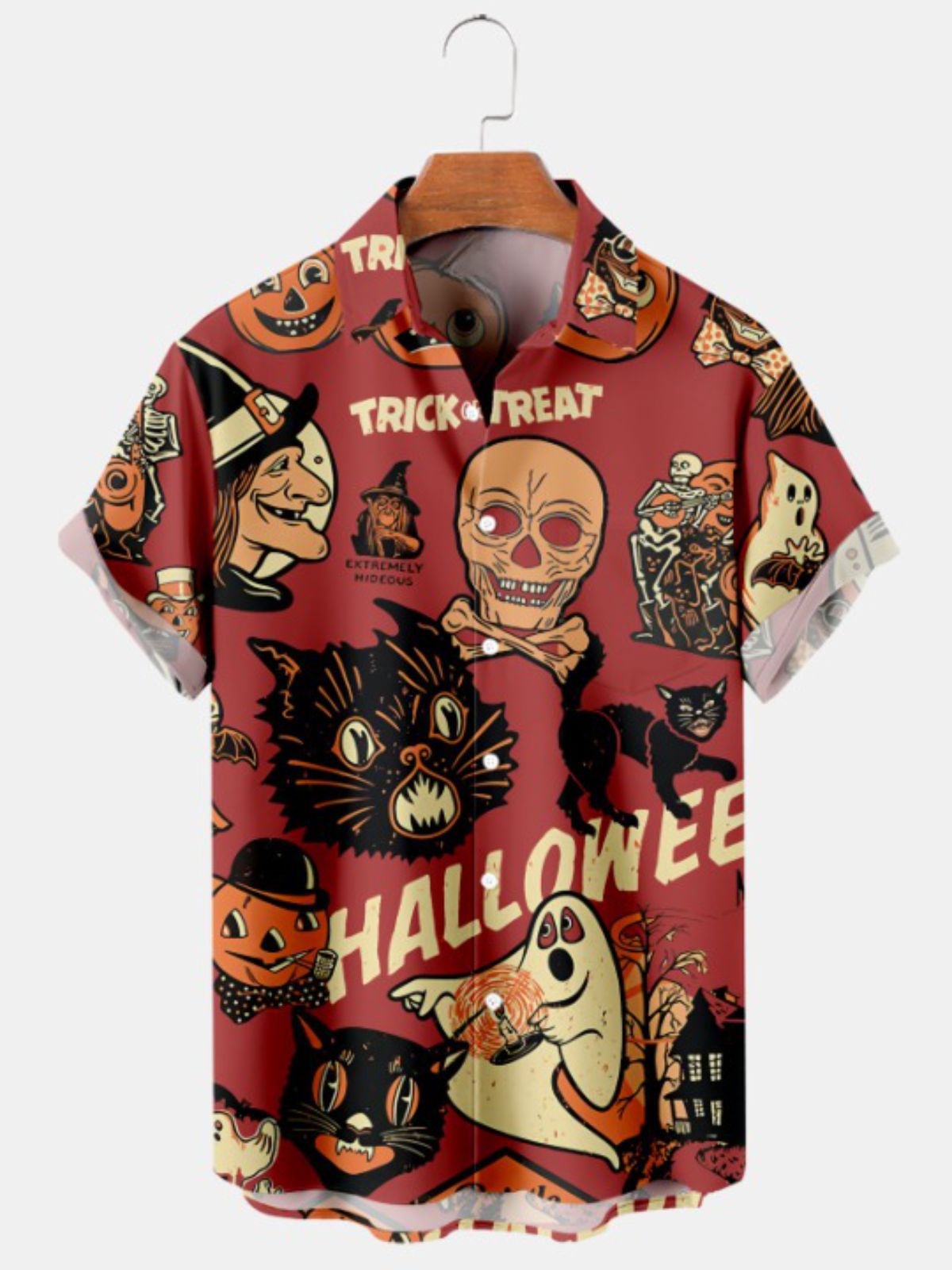 Halloween Print Cozy Plus Size Shirt
