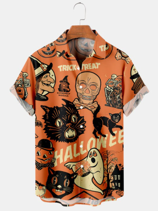 Halloween Print Cozy Plus Size Shirt