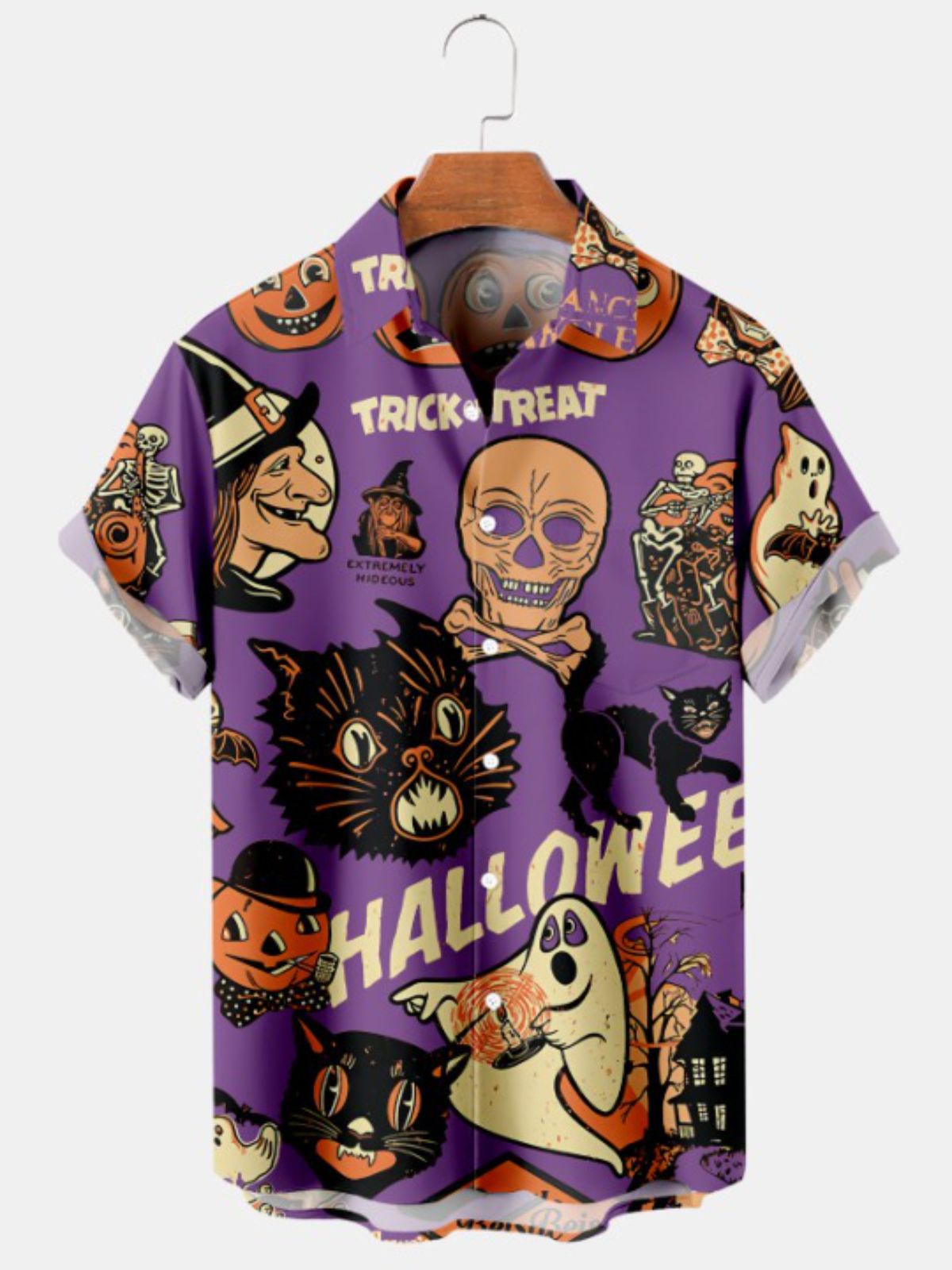 Halloween Print Cozy Plus Size Shirt