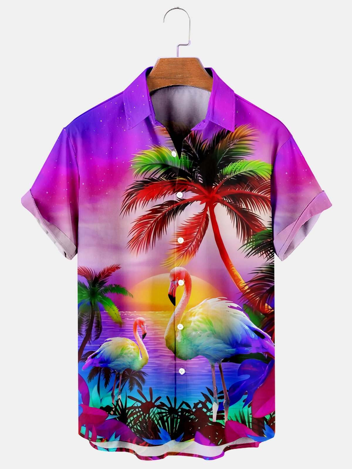 Coconuts And Flamingos Short Sleeved Shirt