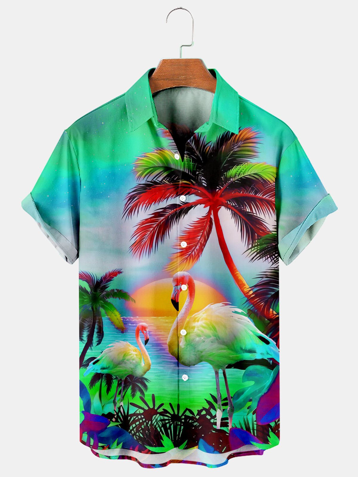 Coconuts And Flamingos Short Sleeved Shirt