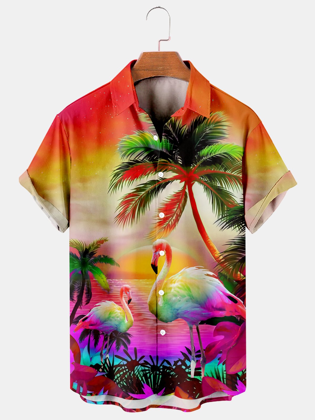 Coconuts And Flamingos Short Sleeved Shirt