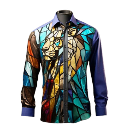 Colorful Artistic Lion Block Shirt